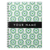 葉の模様、緑葉の、名前 ノートブック (正面)