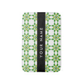 葉の模様、緑葉の、名前 バスマット (正面縦)