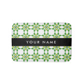 葉の模様、緑葉の、名前 バスマット (正面)