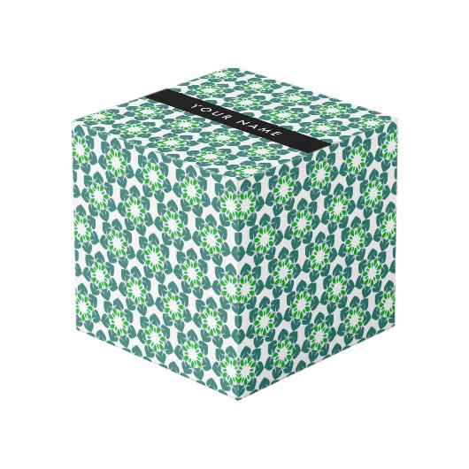 葉の模様、緑葉の、名前 フォトキューブ (正面アングル)