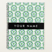 葉の模様、緑葉の、名前 プランナー手帳 (正面)