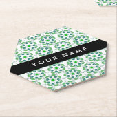 葉の模様、緑葉の、名前 ペーパーコースター (アングル)