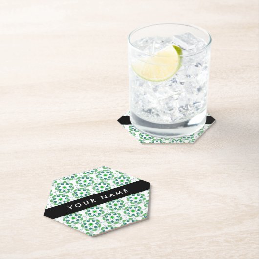 葉の模様、緑葉の、名前 ペーパーコースター (インサイチュ)