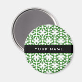 葉の模様、緑葉の、名前 マグネット (正面/裏面)