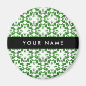 葉の模様、緑葉の、名前 マグネット (正面)