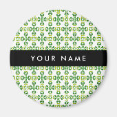 葉の模様、緑葉の、名前 マグネット (正面)