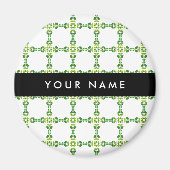 葉の模様、緑葉の、名前 マグネット (正面)