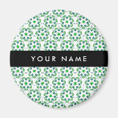 葉の模様、緑葉の、名前 マグネット (正面)