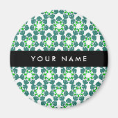 葉の模様、緑葉の、名前 マグネット (正面)