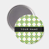 葉の模様、緑葉の、名前 マグネット (正面/裏面)