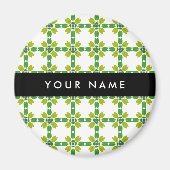 葉の模様、緑葉の、名前 マグネット (正面)