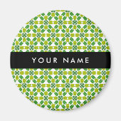 葉の模様、緑葉の、名前 マグネット (正面)