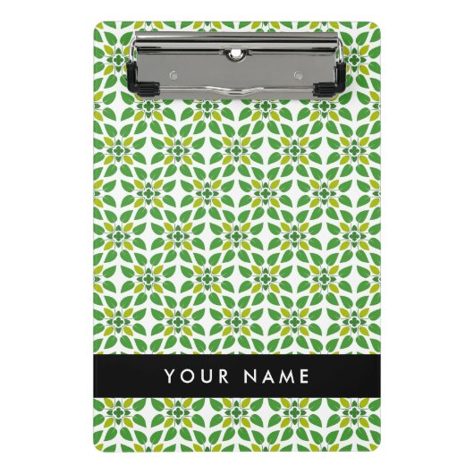 葉の模様、緑葉の、名前 ミニクリップボード (正面)