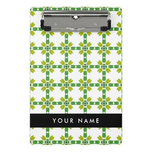 葉の模様、緑葉の、名前 ミニクリップボード (正面)