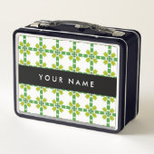 葉の模様、緑葉の、名前 メタルランチボックス (裏面)