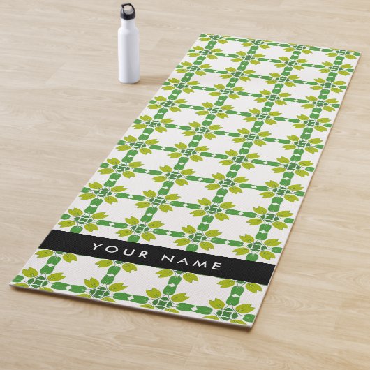 葉の模様、緑葉の、名前 ヨガマット (インサイチュ)