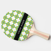 葉の模様、緑葉の、名前 卓球ラケット (横)