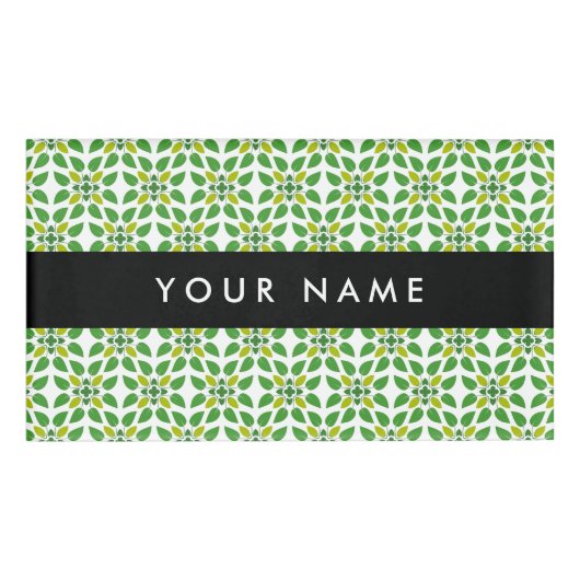 葉の模様、緑葉の、名前 名札 (正面)