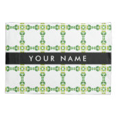 葉の模様、緑葉の、名前 枕カバー (裏面)