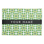 葉の模様、緑葉の、名前 枕カバー (裏面)