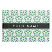 葉の模様、緑葉の、名前 枕カバー (裏面)