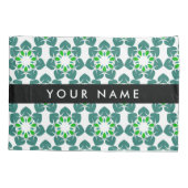 葉の模様、緑葉の、名前 枕カバー (裏面)