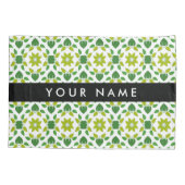 葉の模様、緑葉の、名前 枕カバー (裏面)