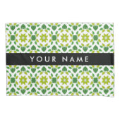 葉の模様、緑葉の、名前 枕カバー (正面)