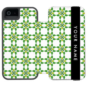 葉の模様、緑葉の、名前 iPhone SE/5/5sウォレットケース