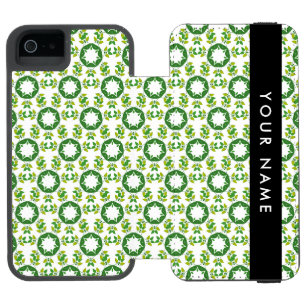 葉の模様、緑葉の、名前 iPhone SE/5/5sウォレットケース