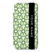 葉の模様、緑葉の、名前 INCIPIO iPhoneウォレットケース (フォリオ 正面)