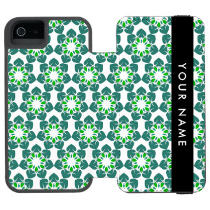 葉の模様、緑葉の、名前 iPhone SE/5/5sウォレットケース