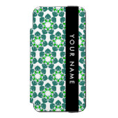 葉の模様、緑葉の、名前 INCIPIO iPhoneウォレットケース (フォリオ 正面)