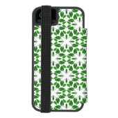 葉の模様、緑葉の、名前 INCIPIO iPhoneウォレットケース (フォリオ裏面)