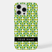 葉の模様、緑葉の、名前 iPhoneケース (裏面)