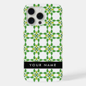 葉の模様、緑葉の、名前 iPhoneケース (裏面)