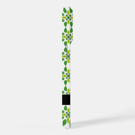 葉の模様、緑葉の、名前 iPhoneケース (右側面)