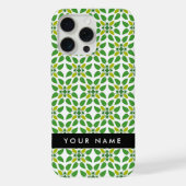 葉の模様、緑葉の、名前 iPhoneケース (裏面)