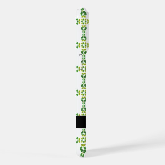 葉の模様、緑葉の、名前 iPhoneケース (右側面)