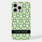 葉の模様、緑葉の、名前 iPhoneケース (裏面)