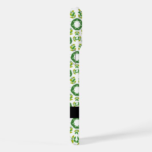 葉の模様、緑葉の、名前 iPhoneケース (右側面)