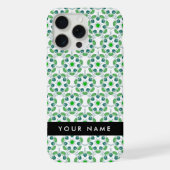 葉の模様、緑葉の、名前 iPhoneケース (裏面)