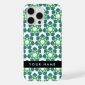 葉の模様、緑葉の、名前 iPhoneケース (裏面)