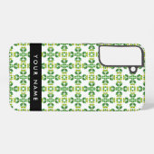 葉の模様、緑葉の、名前 SAMSUNG GALAXYケース (裏面横)