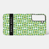 葉の模様、緑葉の、名前 SAMSUNG GALAXYケース (裏面横)