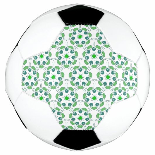 葉の模様、葉っぱの柄、緑の葉 サッカーボール (正面)