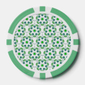 葉の模様、葉っぱの模様、緑の葉 ポーカーチップ (正面)