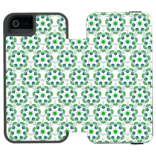 葉の模様、葉っぱの模様、緑の葉 INCIPIO iPhoneウォレットケース (フォリオ Open)