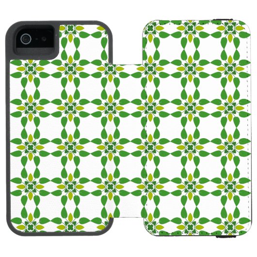 葉の模様、葉っぱの模様、緑の葉 INCIPIO iPhoneウォレットケース (フォリオ Open)