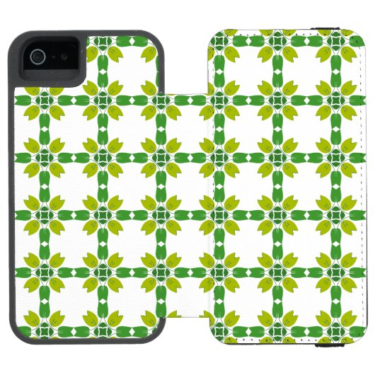 葉の模様、葉っぱの模様、緑の葉 INCIPIO iPhoneウォレットケース (フォリオ Open)